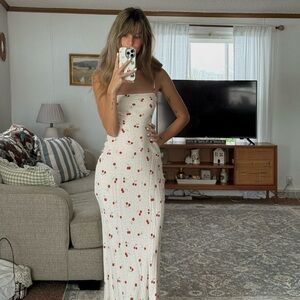 vrg grl cherry bias cut maxi dress